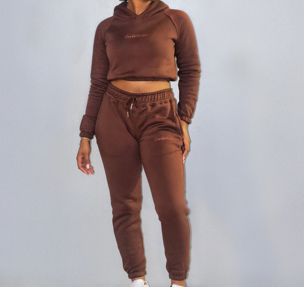 Allure Set Mocha Cropped Hoodie